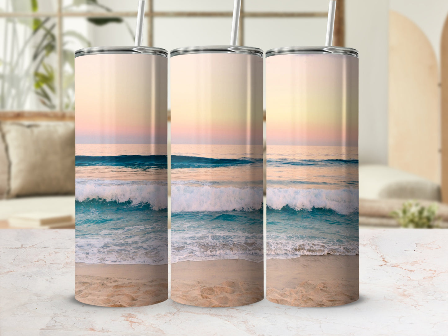 Sunset Beach Ocean Waves Sandy Shoreline product type