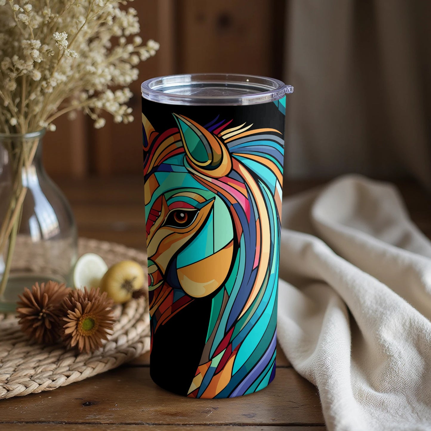 Colorful Geometric Horse Art Insulated Tumbler