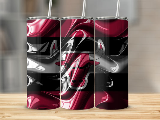 Chicago Bulls Logo Intense Abstract Swirls Design Tumblers