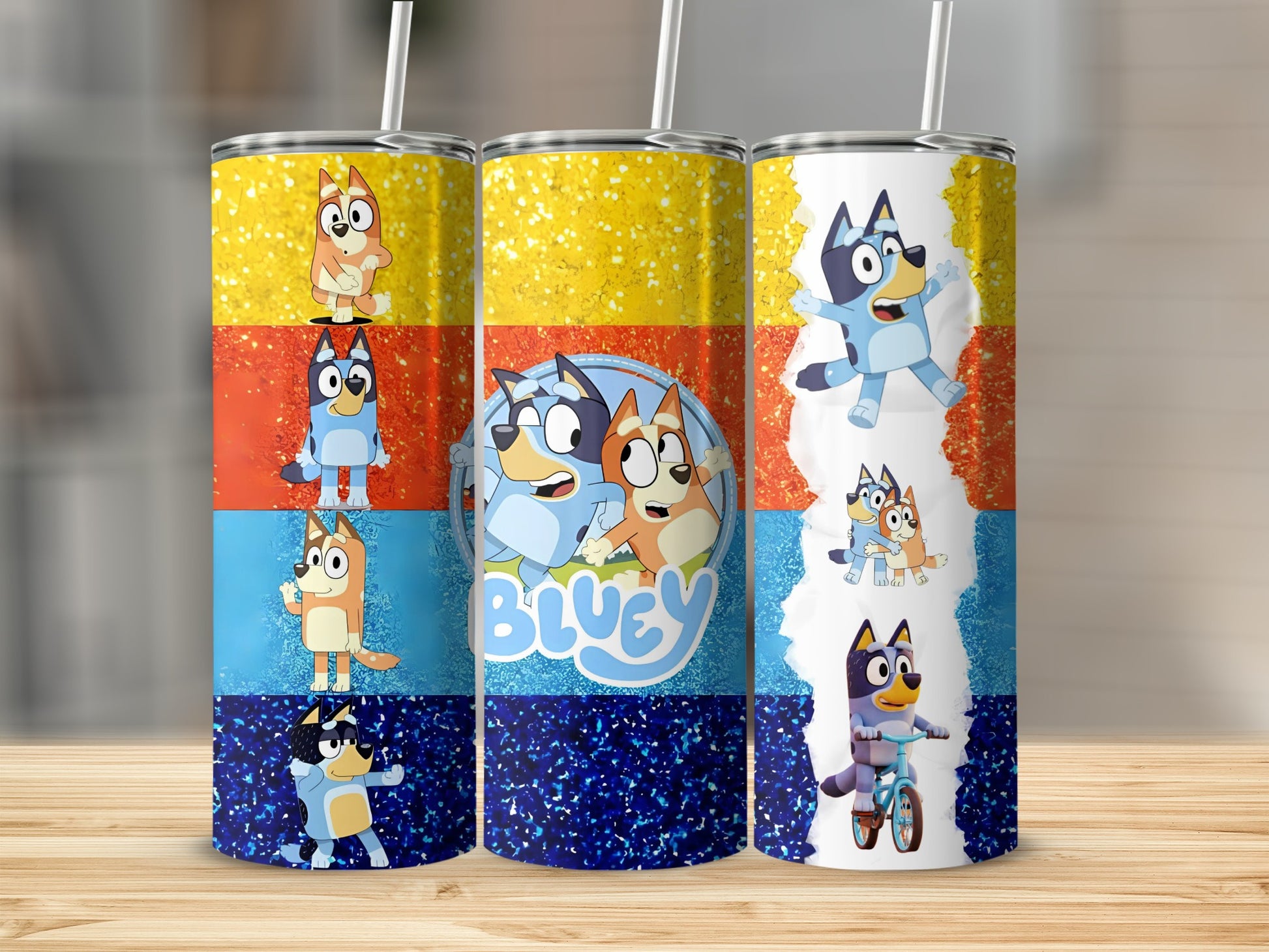 Fun Cartoon Characters Glitter-styled Drink Tumbler