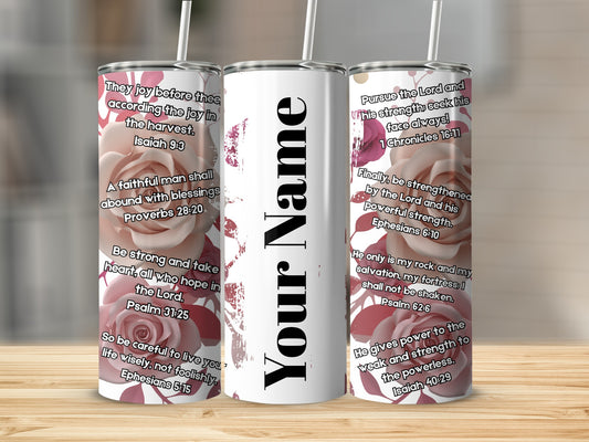 Floral Scripture Design Personalized Tumbler