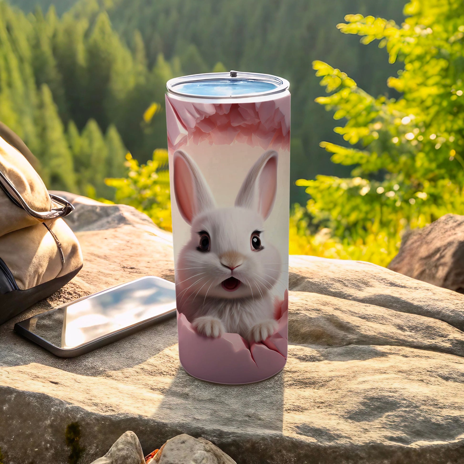 Cute Rabbit in Nature Travel Tumbler for Outdoor Adventures