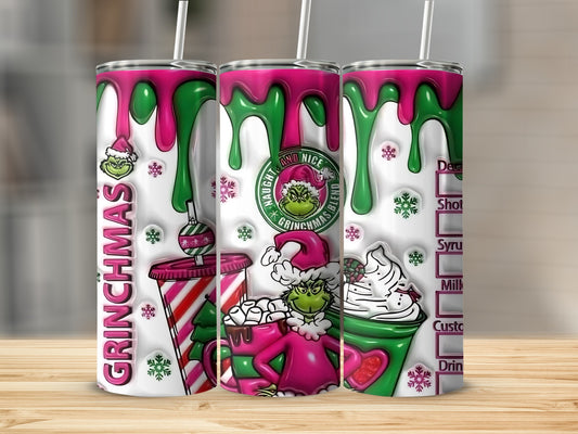 Grinch Christmas Holiday Drink Themed Tumbler Gift