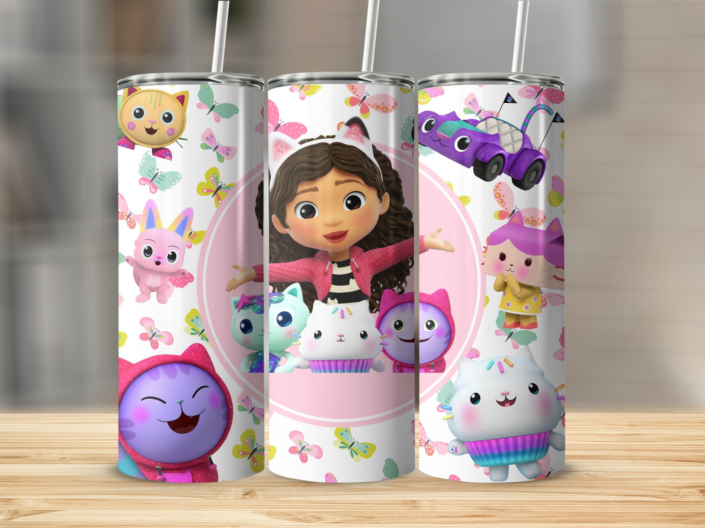 Colorful Cat And Friends Character Print Tumbler Cup