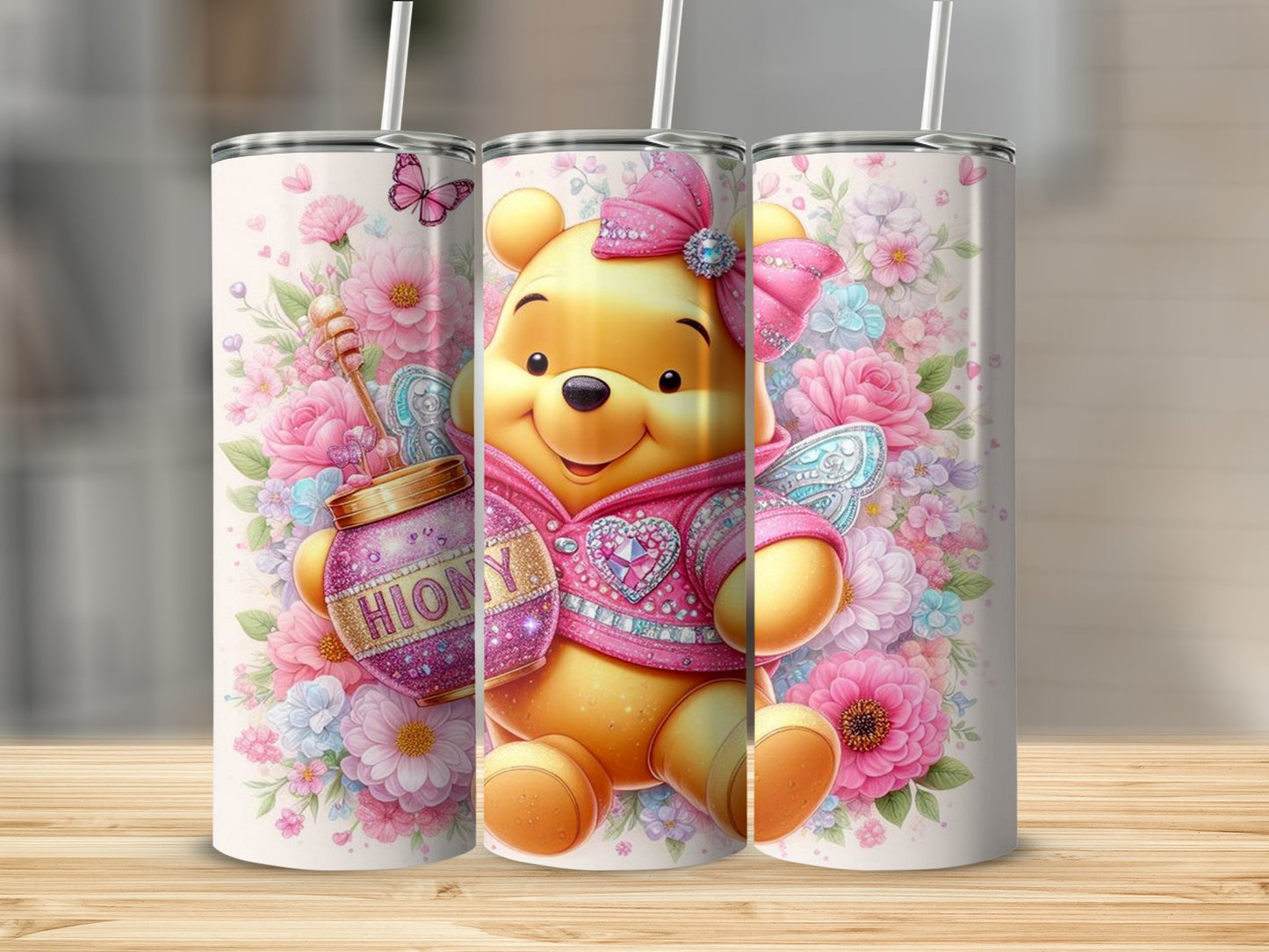 Adorable Floral Honey Bear Design Insulated Tumbler