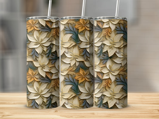 Beautiful Floral Patterned Drinkware Set with Straws