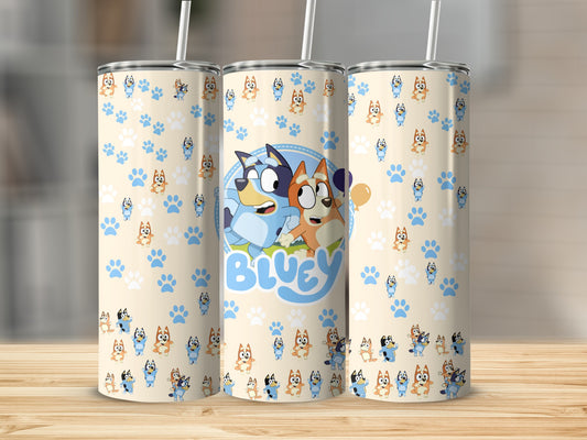 Bluey Character Pattern Tumbler with Straw Cup