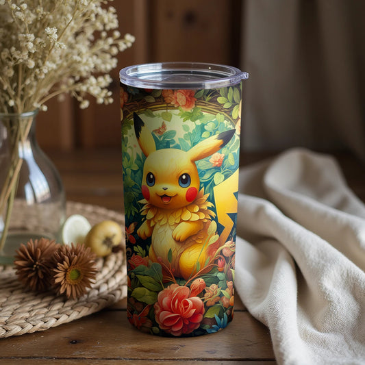 Cute Pikachu Floral Design Tumbler for Everyday Use