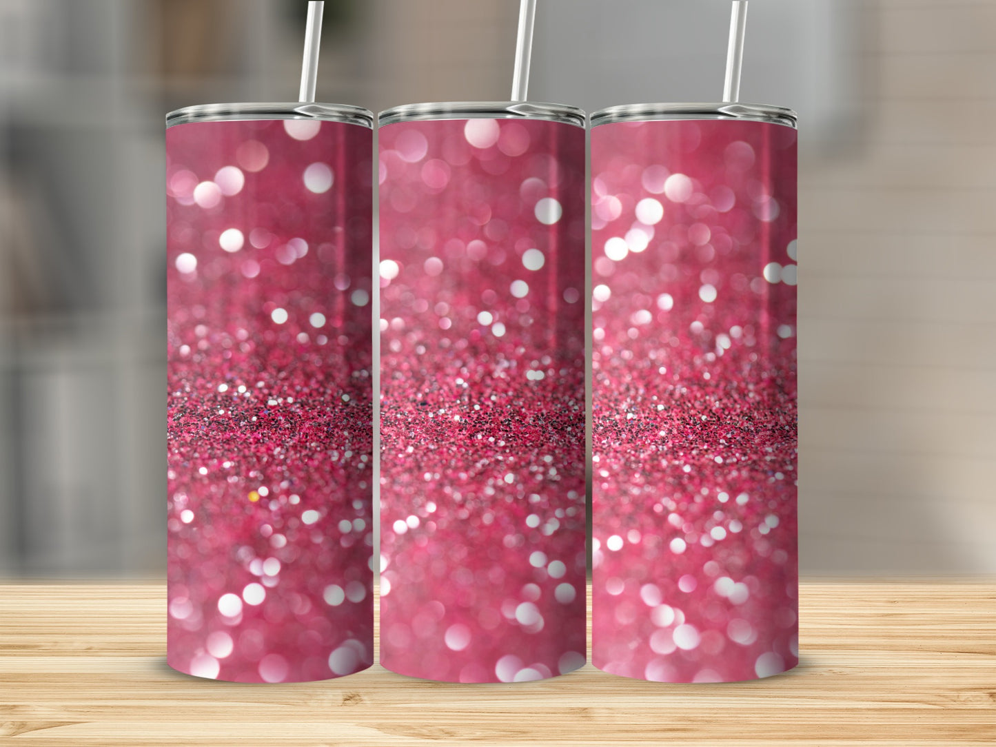 Sparkling Pink Glitter Effect Insulated Tumbler Product
