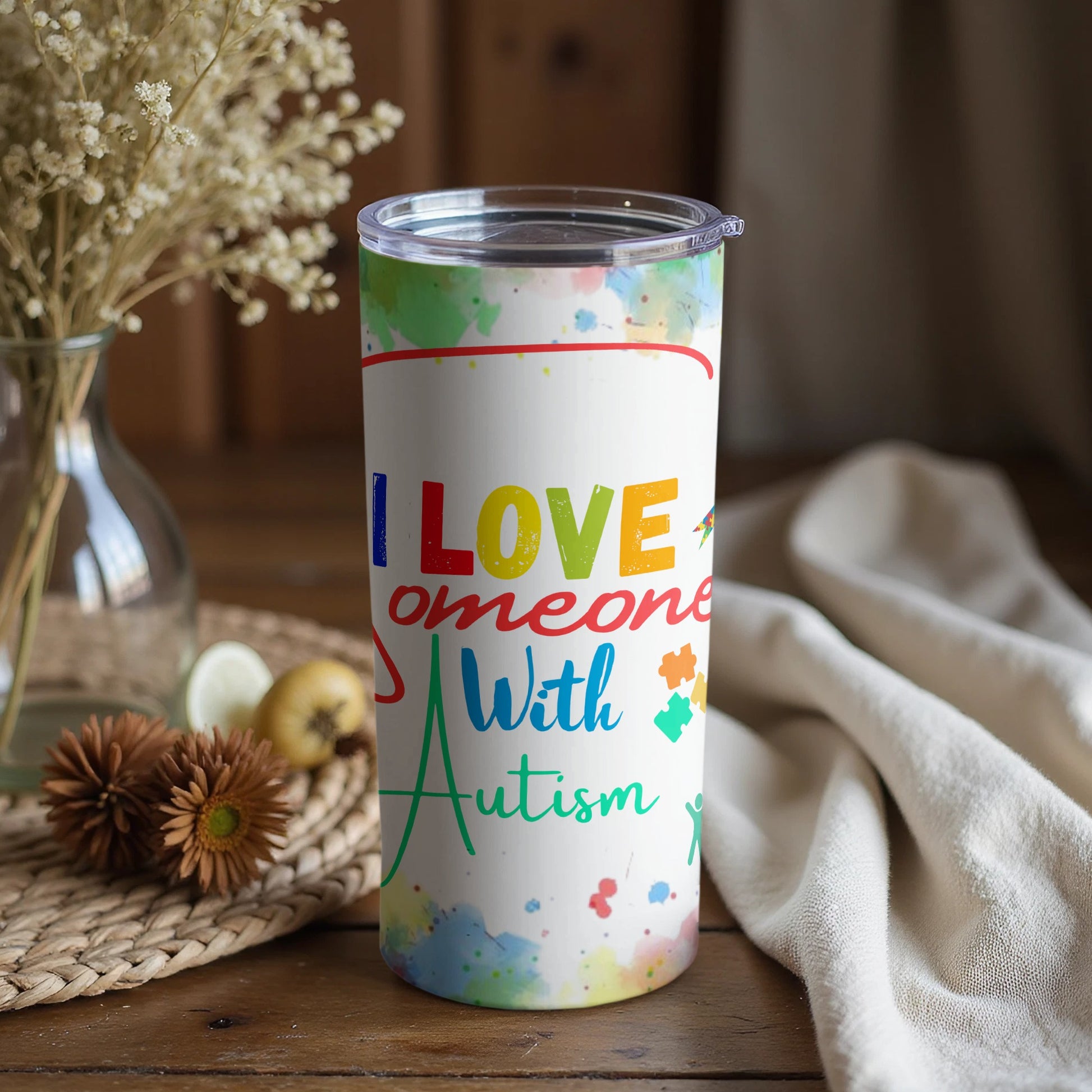 I Love Someone With Autism Colorful Tumbler