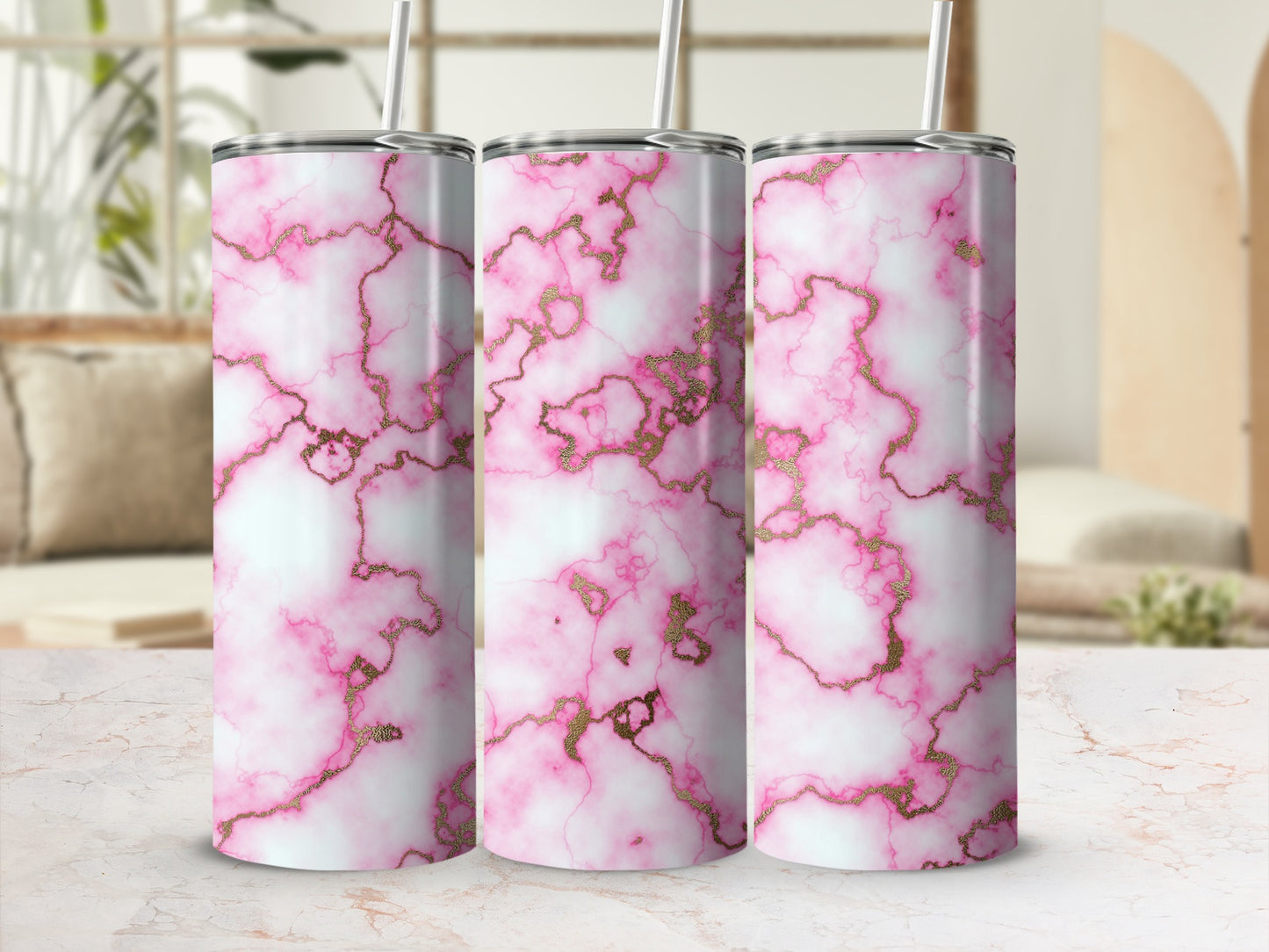 Elegant Pink Gold Marble Design Tumbler product type
