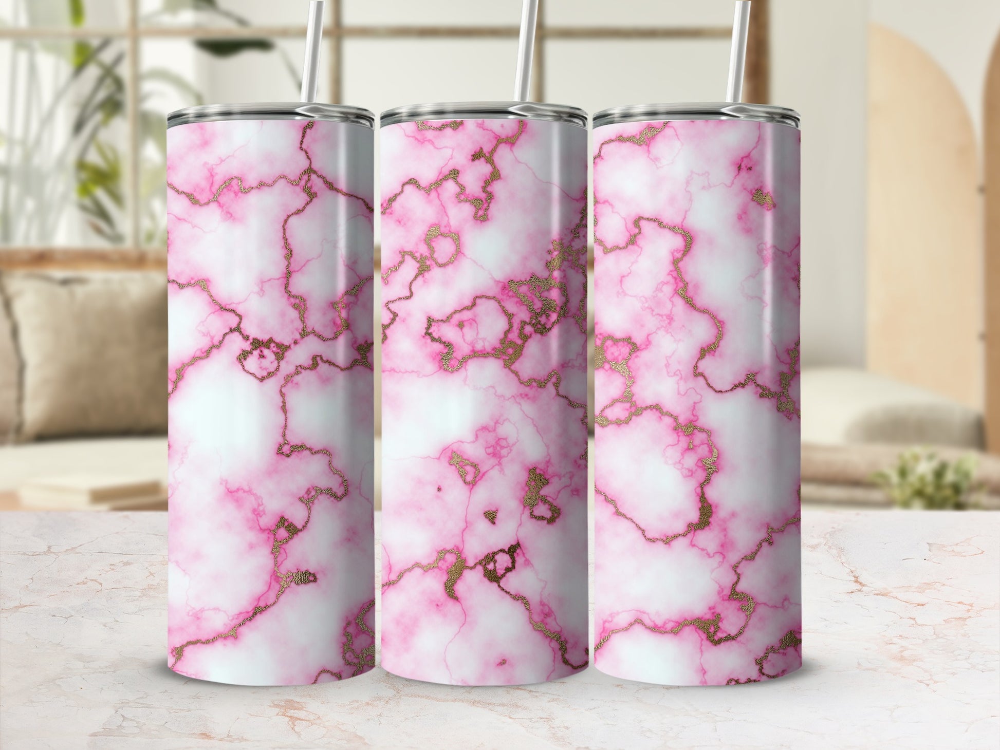 Elegant Pink Gold Marble Design Tumbler product type