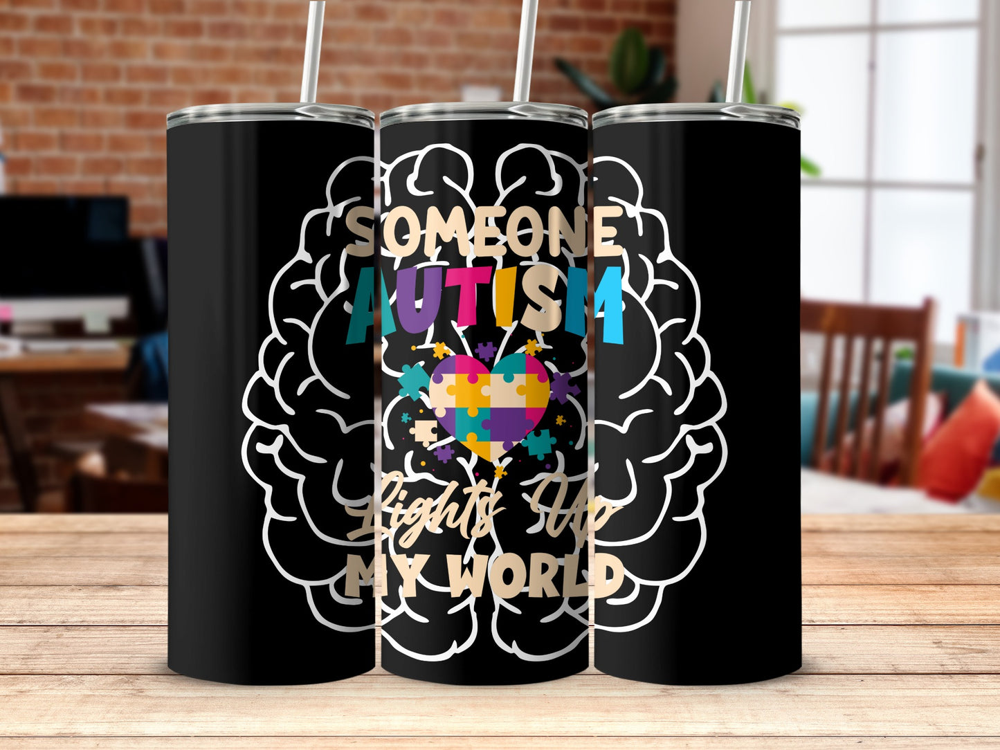 Someone Autism Lights Up My World tumbler