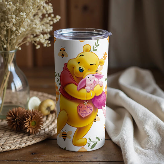 Adorable Winnie the Pooh and Piglet Design Tumbler