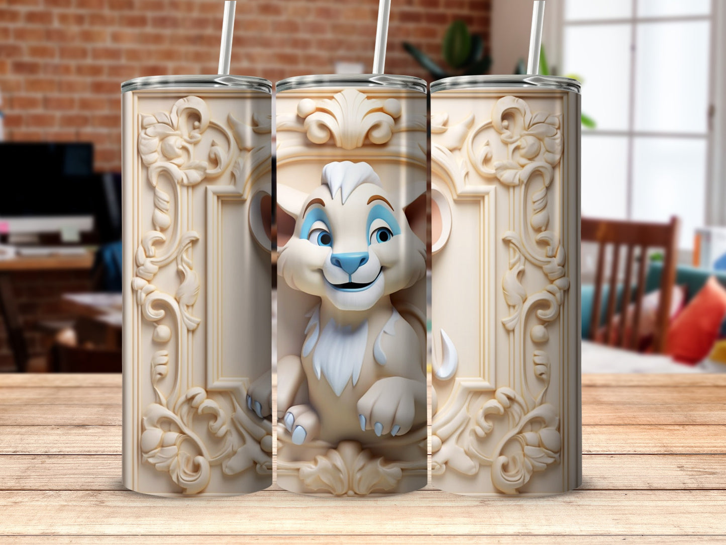 Adorable Lion Cub Tumbler with Intricate Design