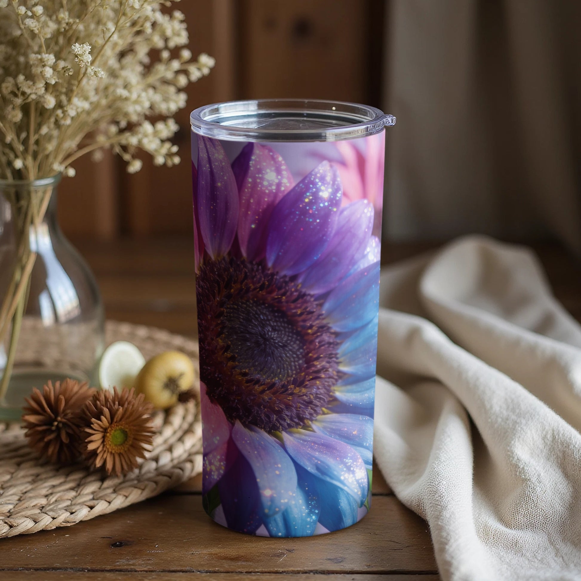 Sparkling Sunflower Insulated Tumbler Cup Floral Design