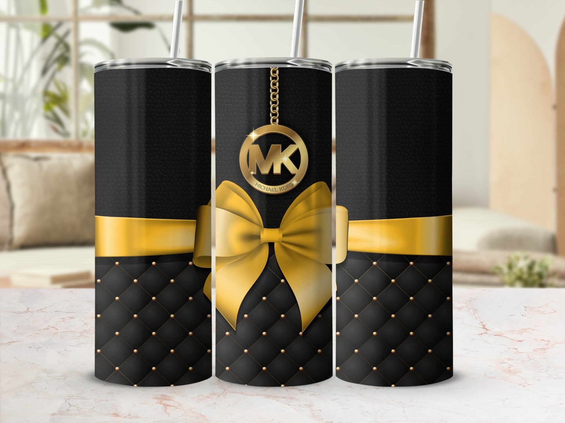 Luxurious Black and Gold Designer Tumbler Cup