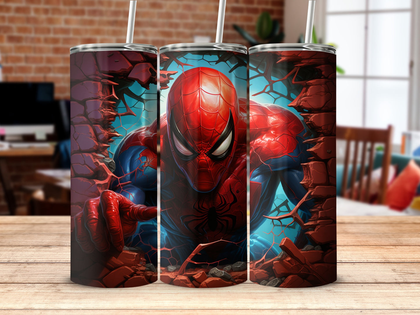 Spider-Man Breaking Through Wall Design Tumbler