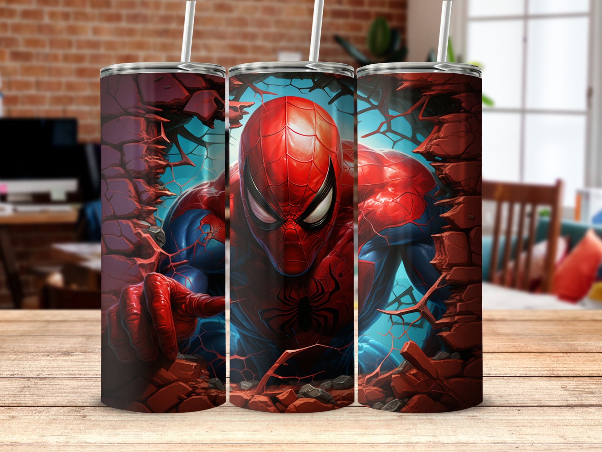 Spider-Man Breaking Through Wall Design Tumbler