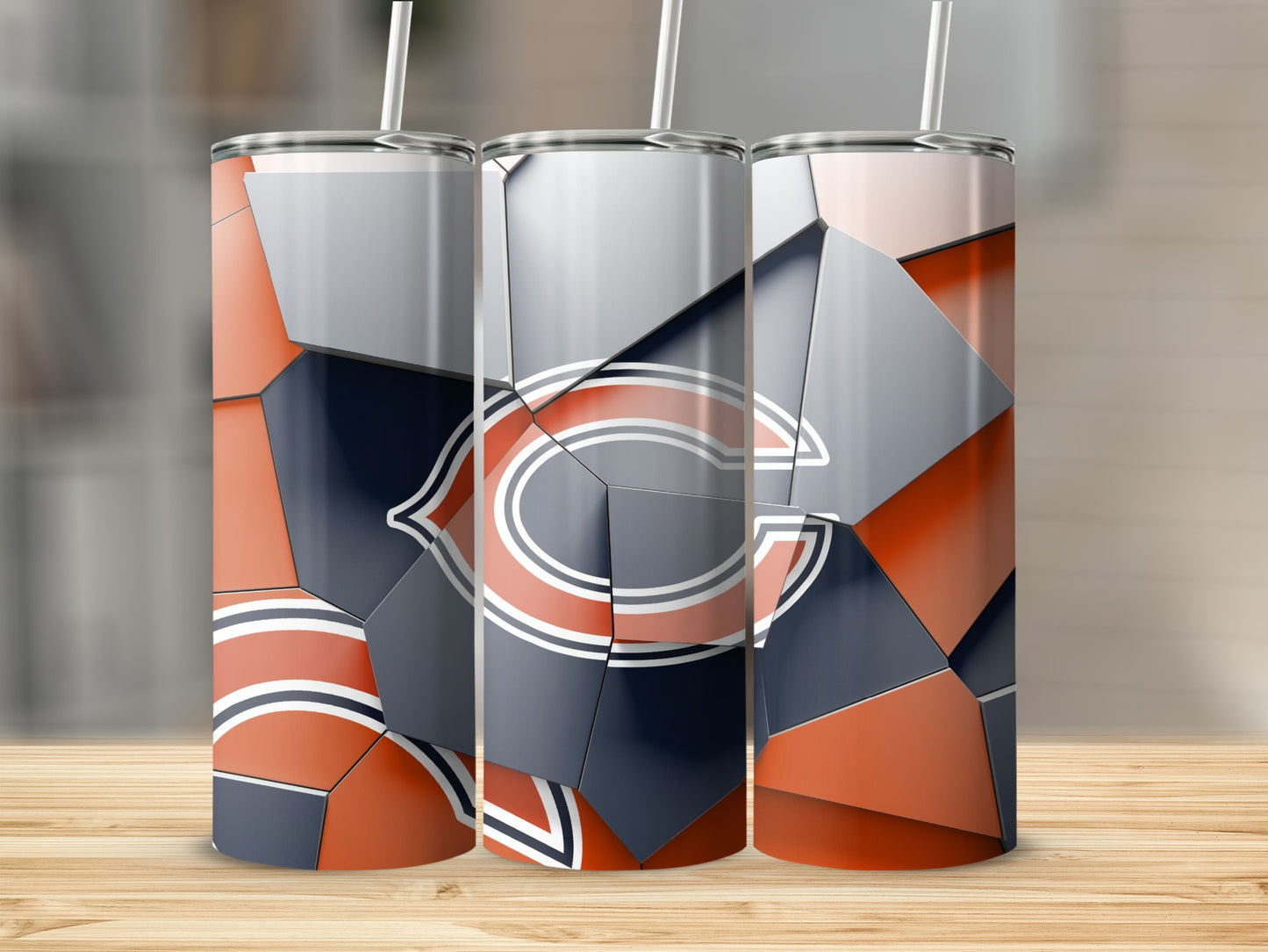 Chicago Bears Team Logo Abstract Mosaic Art Tumblers