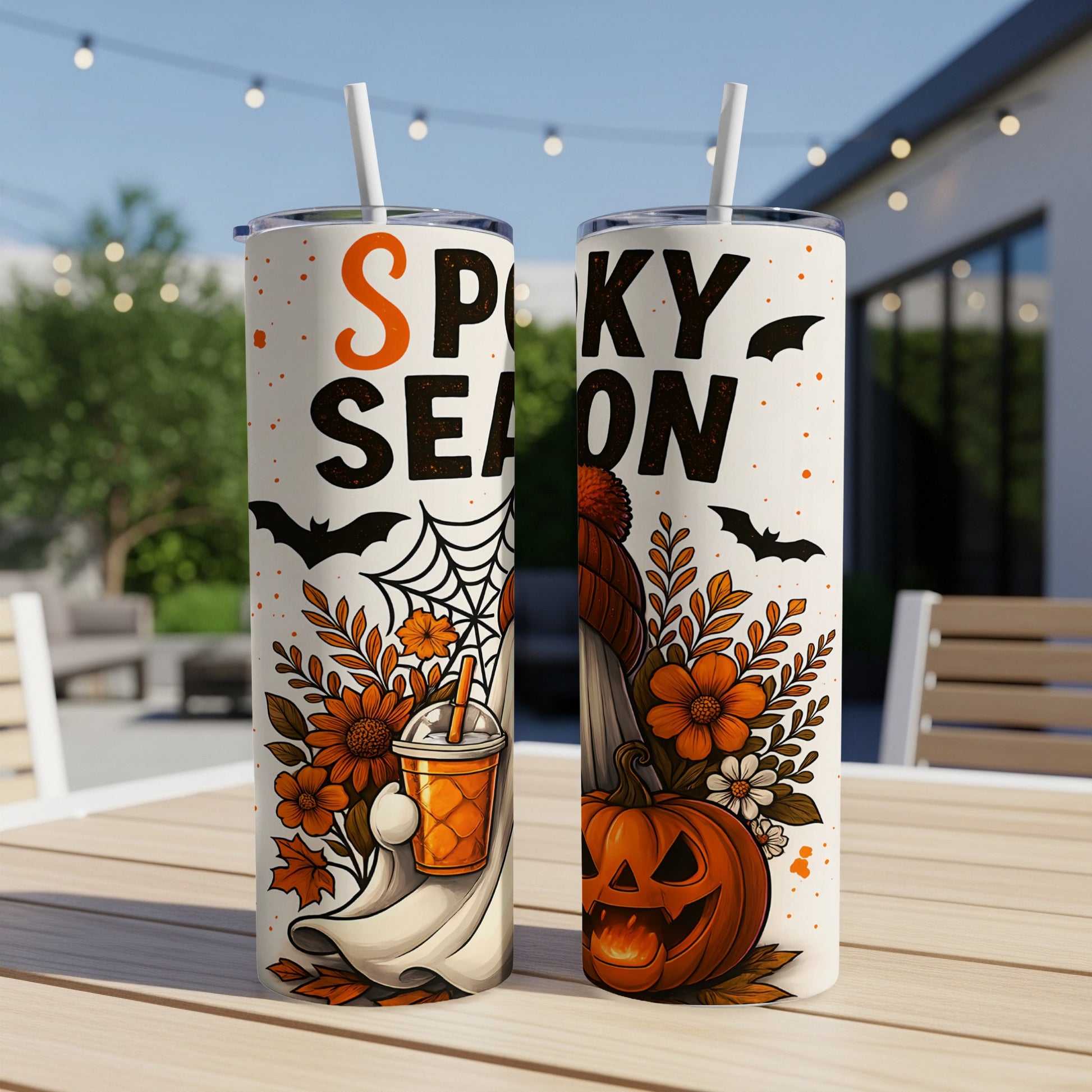 Two tumblers with "Spooky Season" text and Halloween graphics.