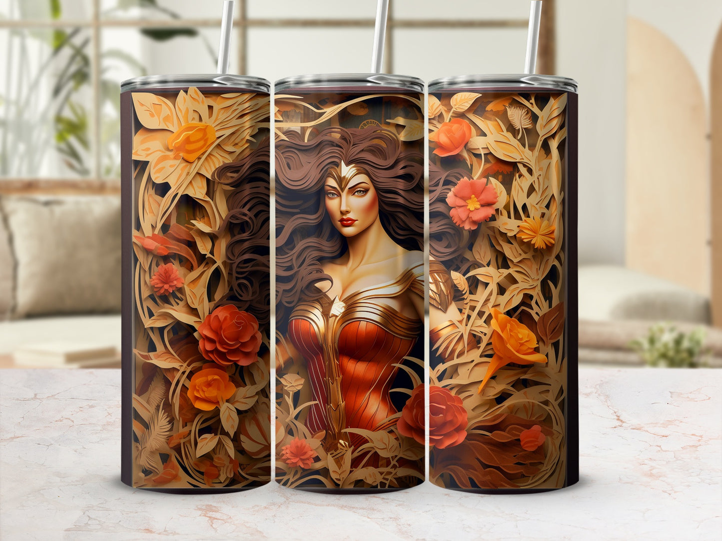 Elegant Goddess Amidst Flowers Stainless Steel Tumbler
