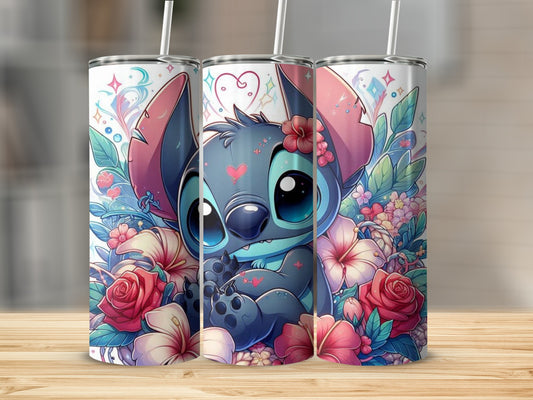 Cute Floral Character Design Insulated Tumbler Cup
