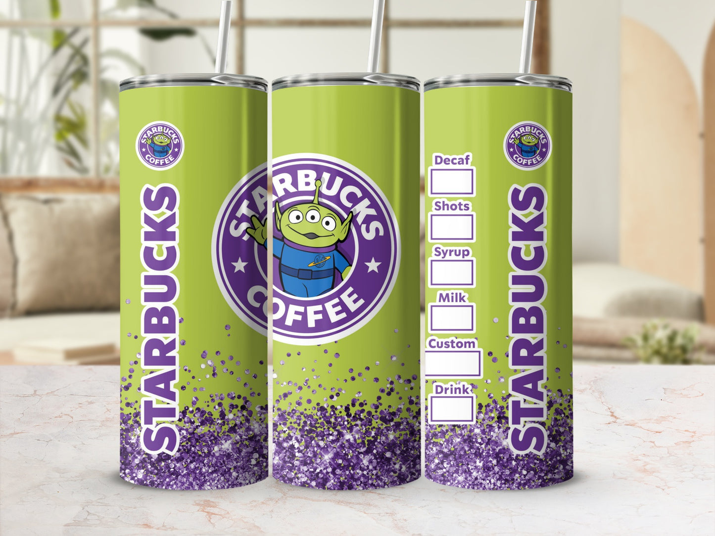 Starbucks Coffee Green and Purple Tumbler Cup