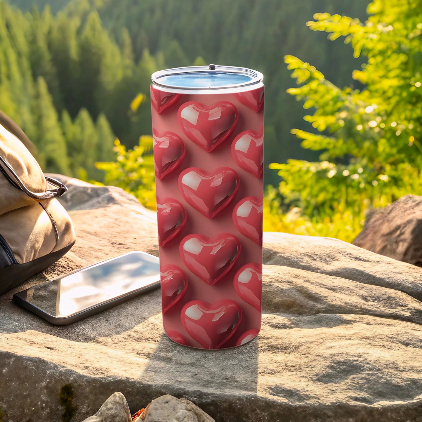 Red Hearts Pattern Glossy Tumbler product type