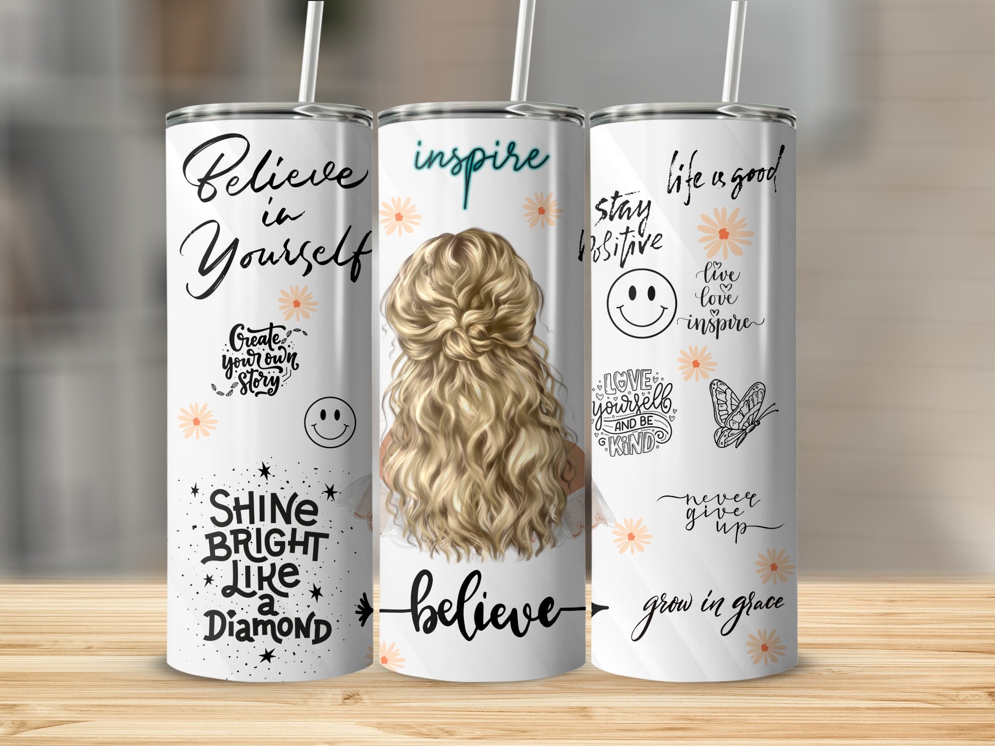 Inspirational Positive Quotes Tumbler Set