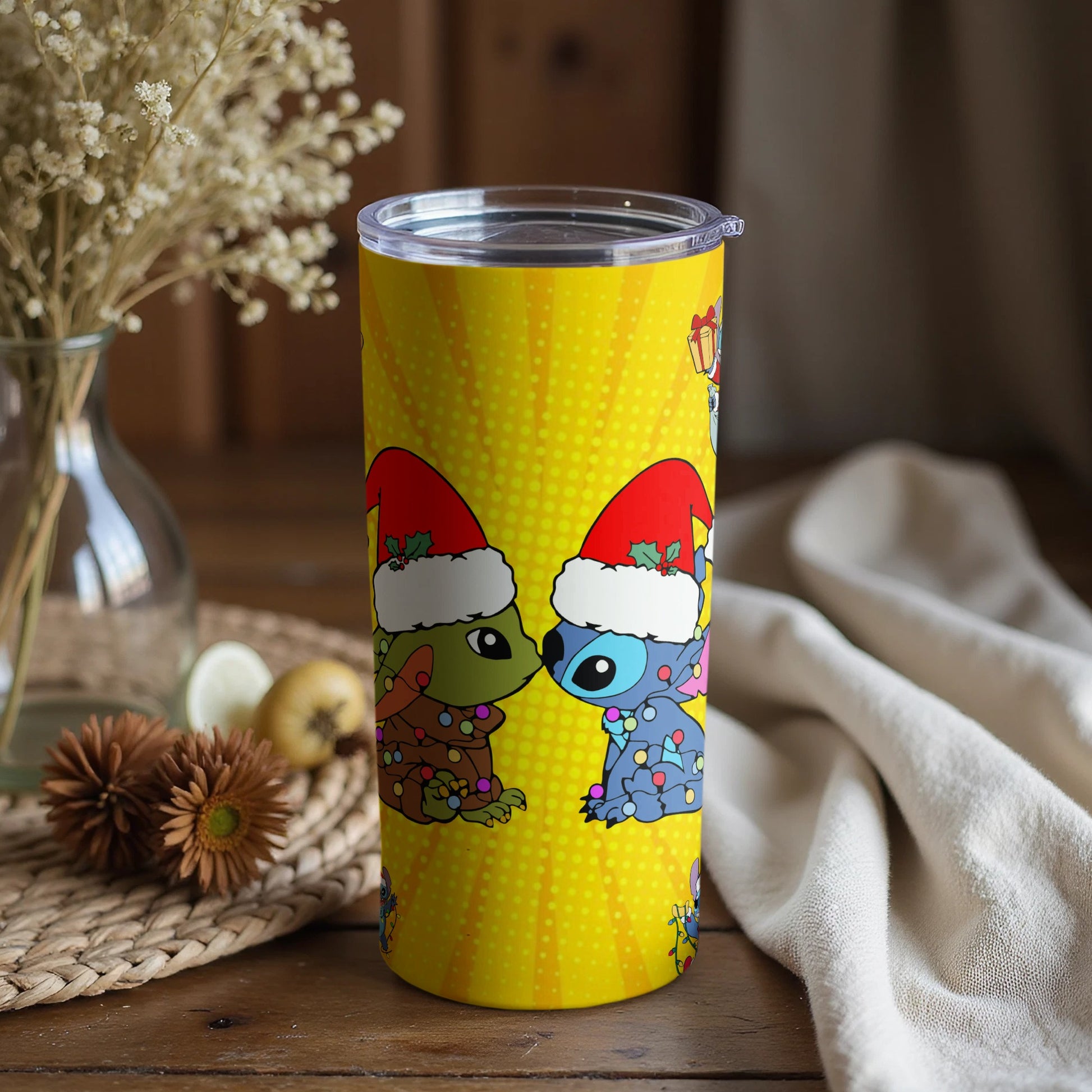 Festive Cartoon Holiday Tumbler for Seasonal Drinks
