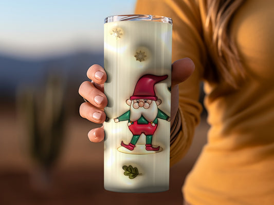 Cute Gnome Design with Stars and Leaves on Beverage Container