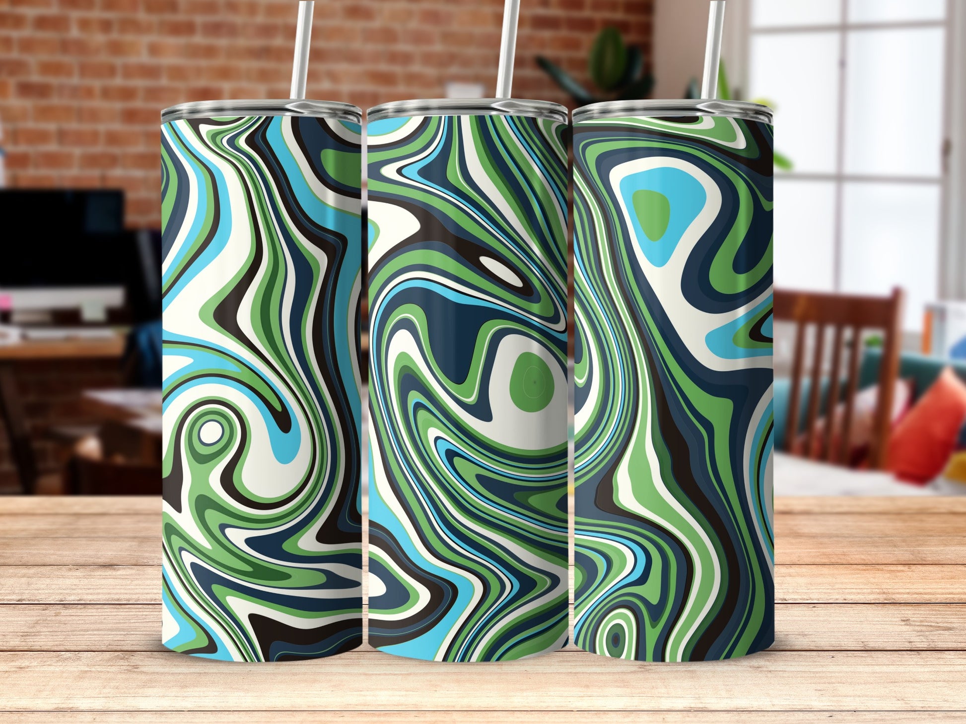 Abstract Swirl Pattern Insulated Tumbler
