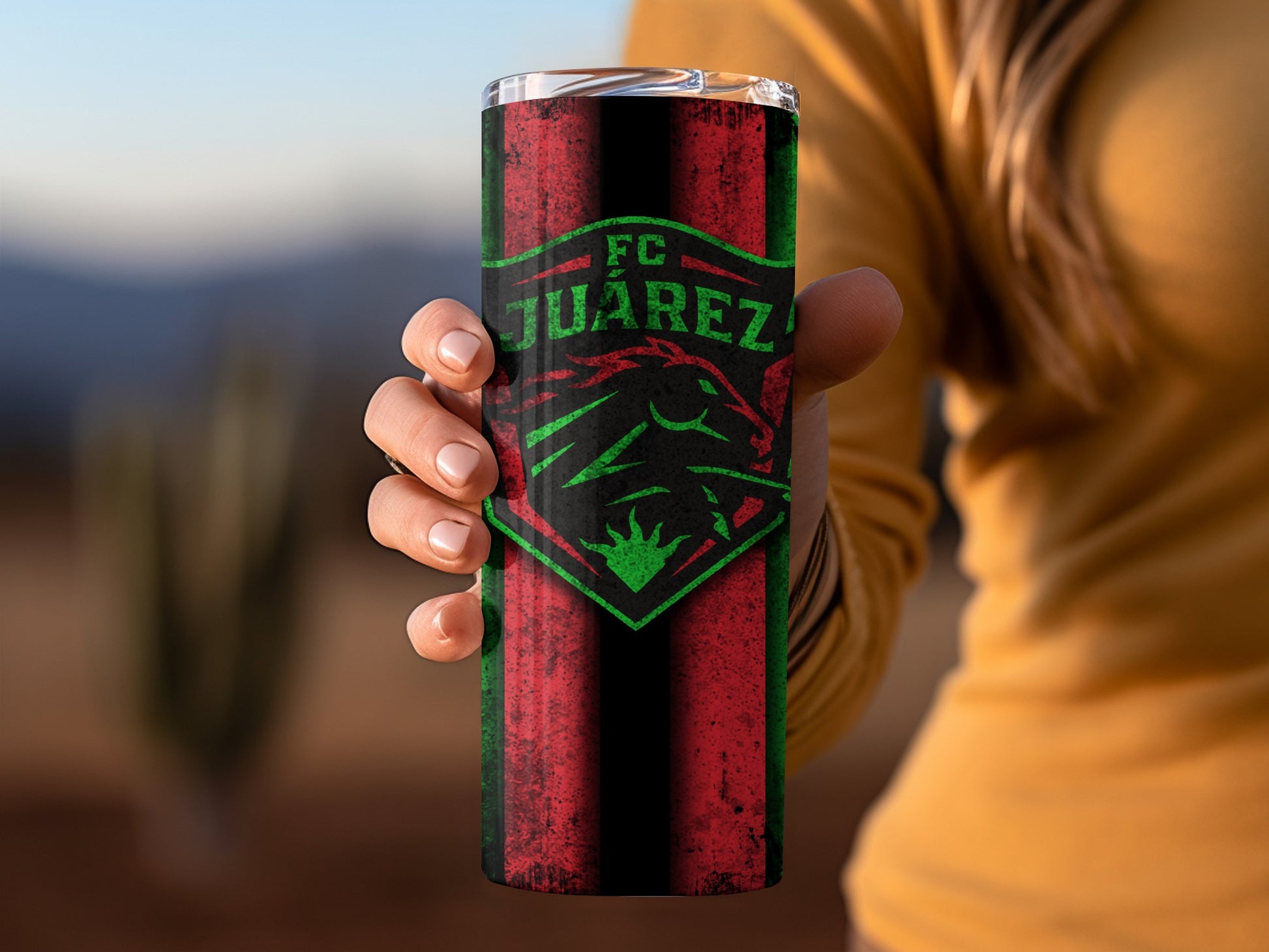 FC Juarez Green and Red Travel Tumbler