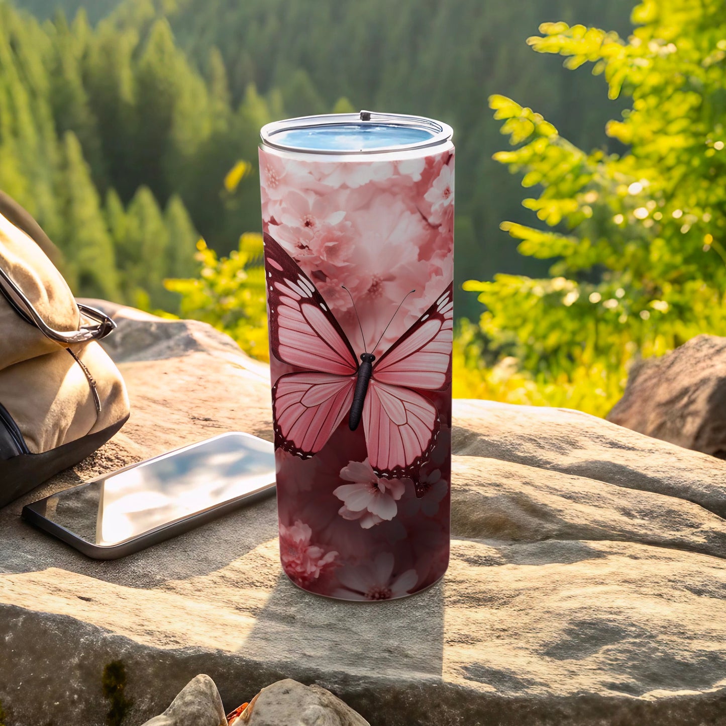 Pink Butterfly Floral Pattern Drink Tumbler product type
Tumbler
Butterfly
Pink
Floral
Flowers
Drinkware
Beverage
Pattern
Design
Aesthetic
Stylish
Slim
Lidded
Gift
Nature
Custom
Graphic
Art
Travel
Elegant