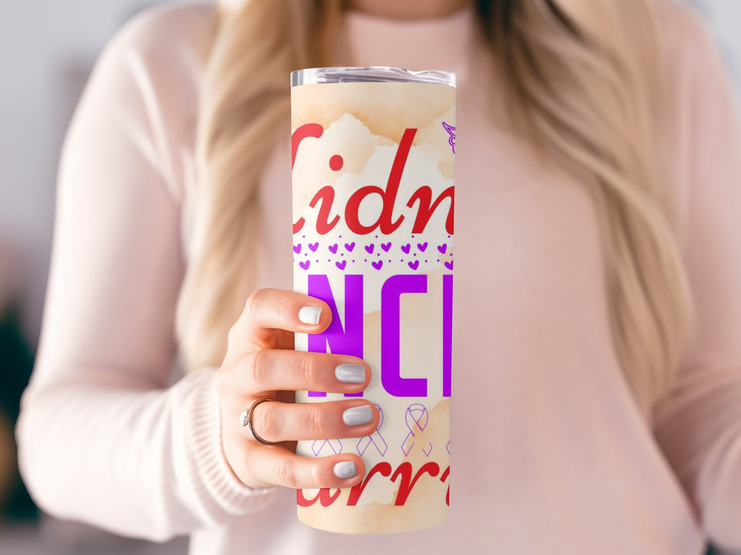 Kidney Cancer Awareness Tumbler with Ribbon Design