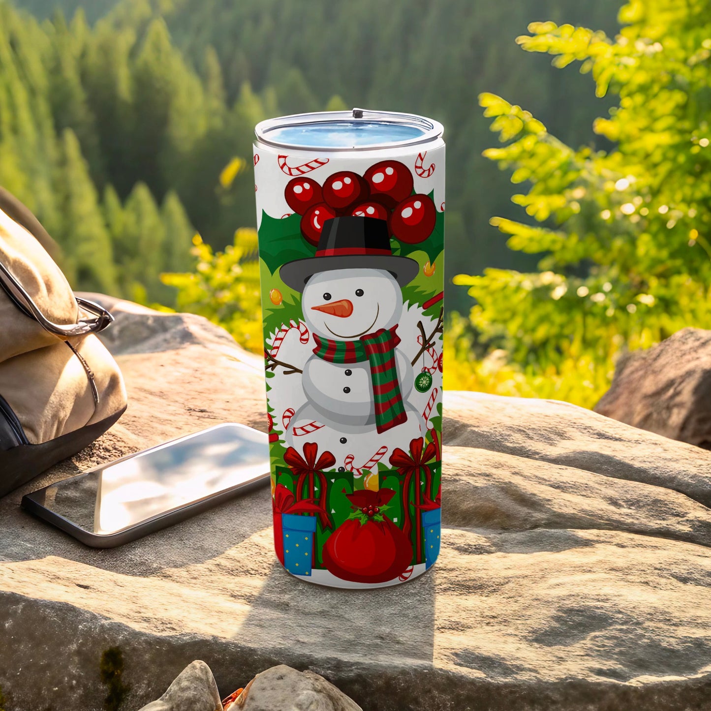 Festive Christmas Snowman and Gifts Design Tumbler