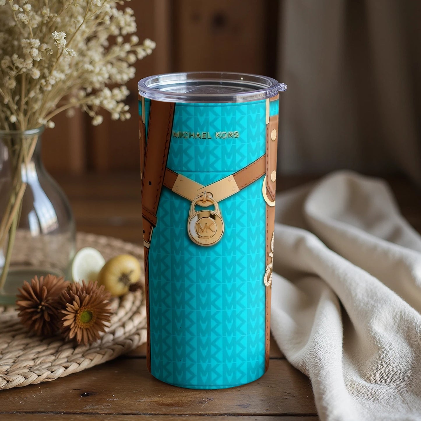 Michael Kors Designer Turquoise Drink Tumbler