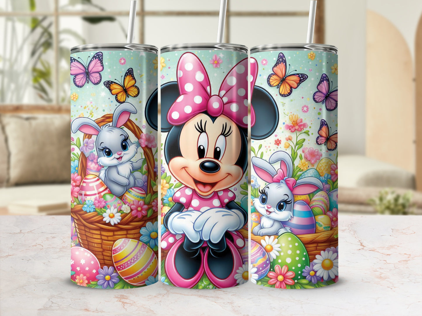 Minnie Mouse Easter Bunny Butterflies Flowers Eggs Tumbler product type