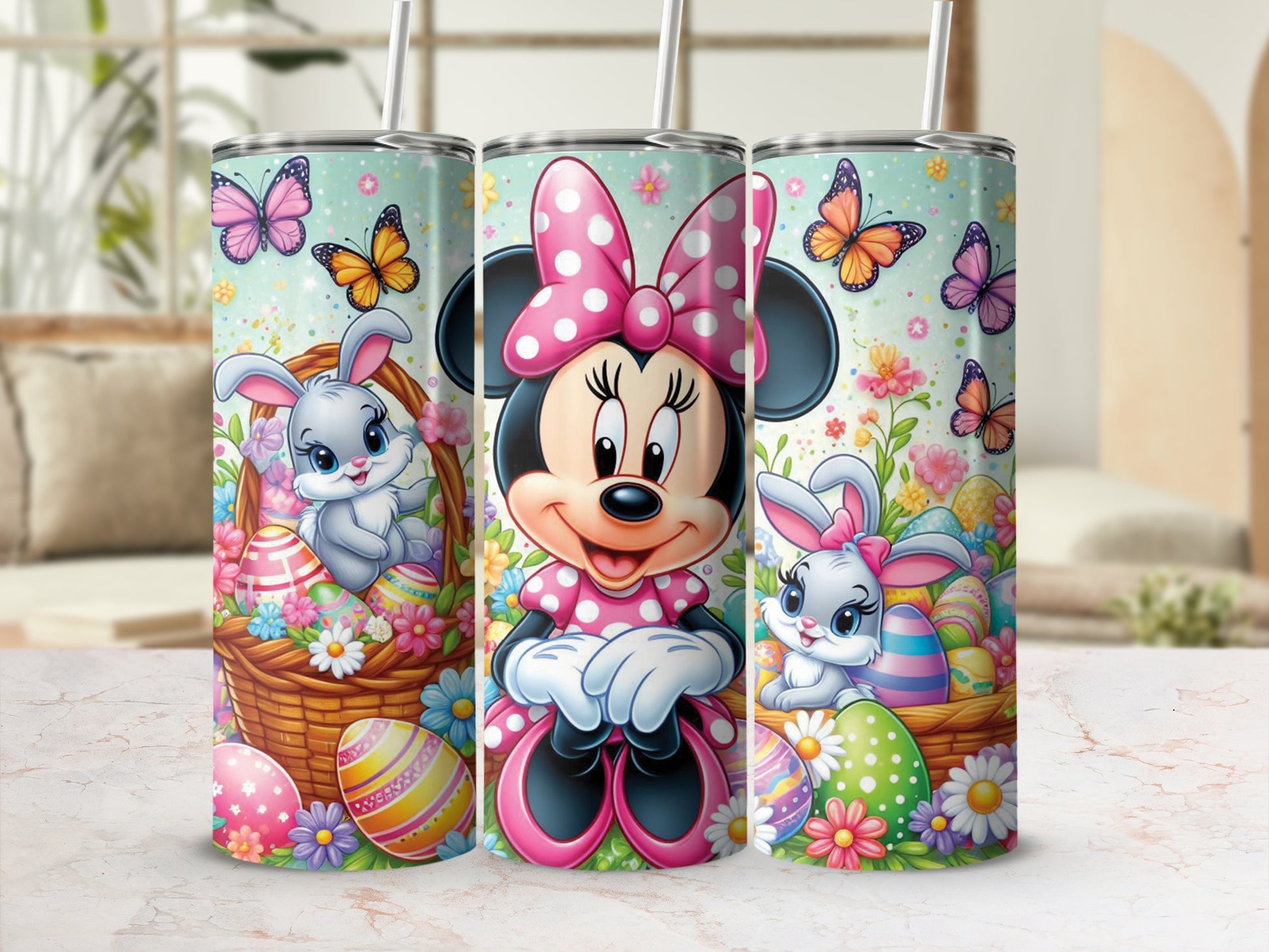 Minnie Mouse Easter Bunny Butterflies Flowers Eggs Tumbler product type