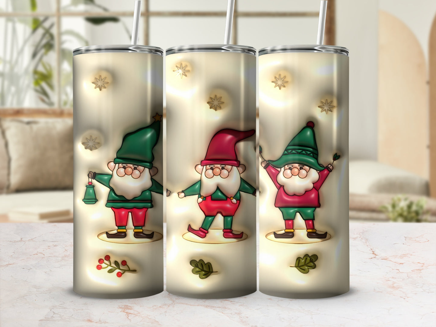 Christmas Gnome Tumbler with Santa Design for Holidays