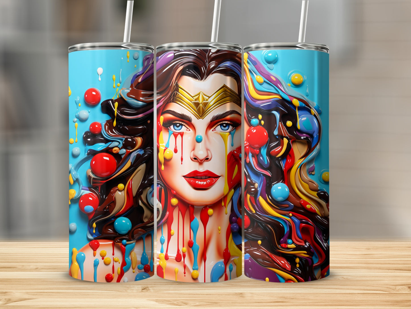 Vibrant Pop Art Woman Design with Splashes Tumbler