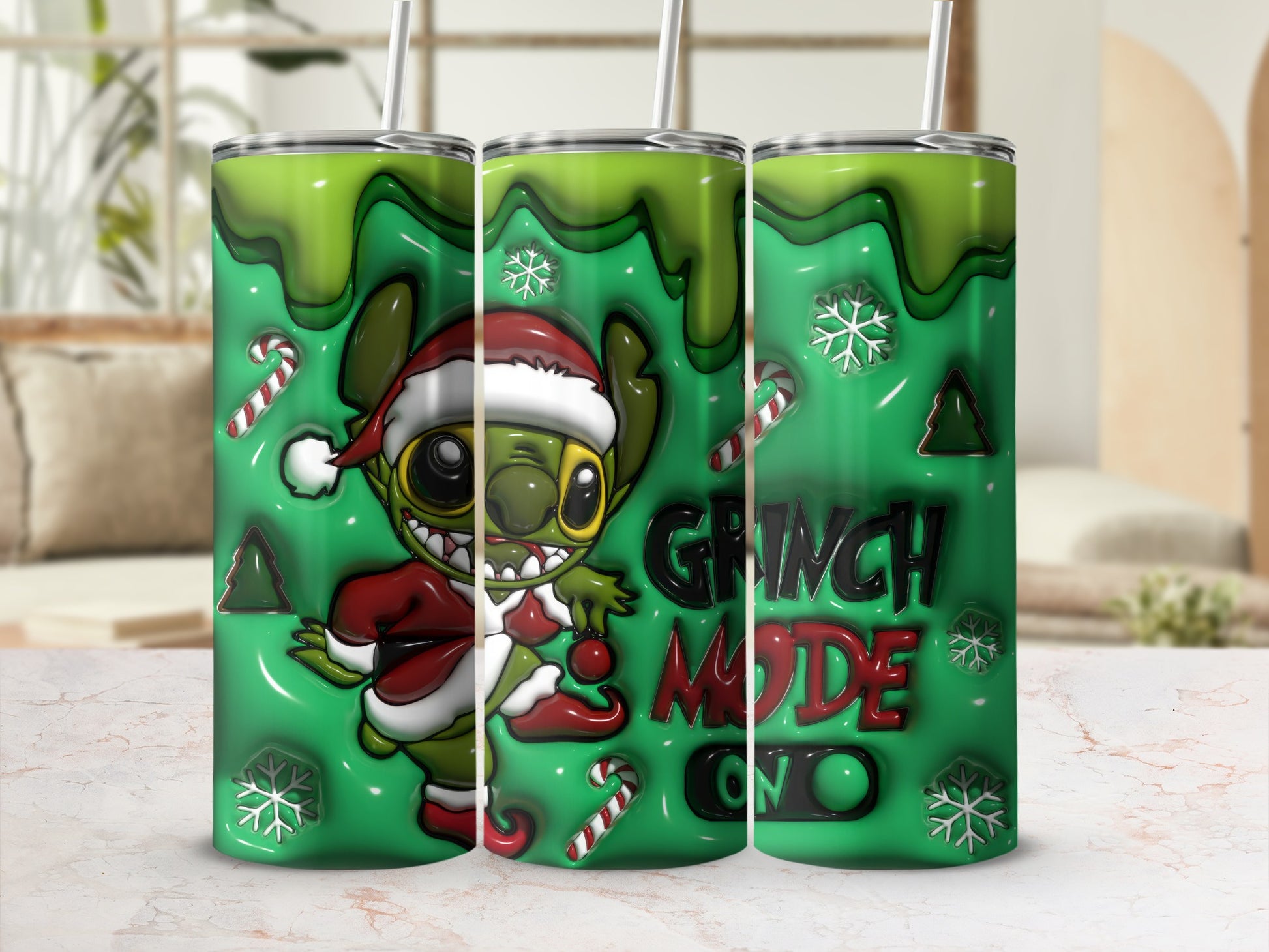Grinch Mode Christmas Character Print Tumbler Product