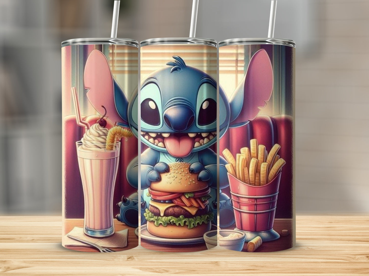 Cartoon Character Enjoying Fast Food Themed Tumbler