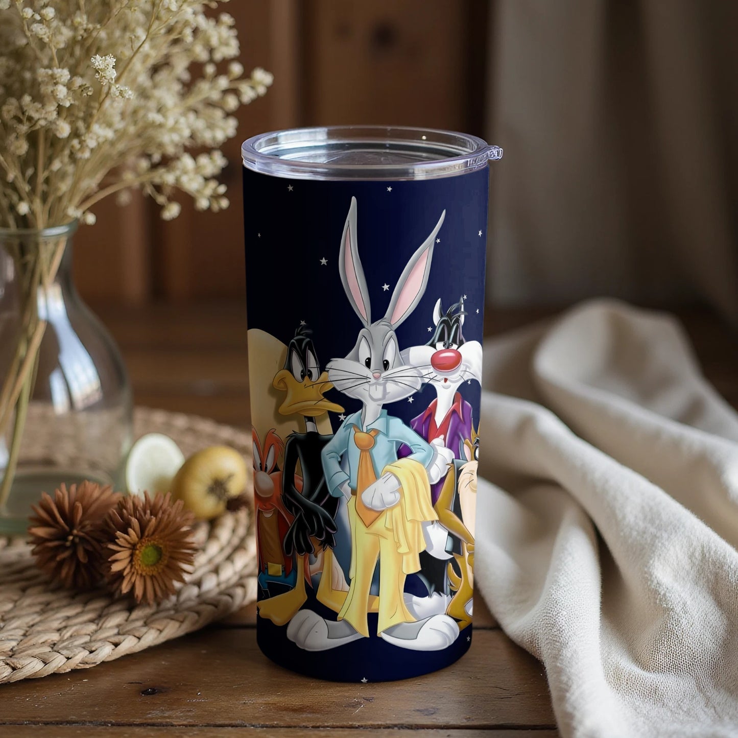 Bugs Bunny and Friends Tumbler with Starry Night Theme