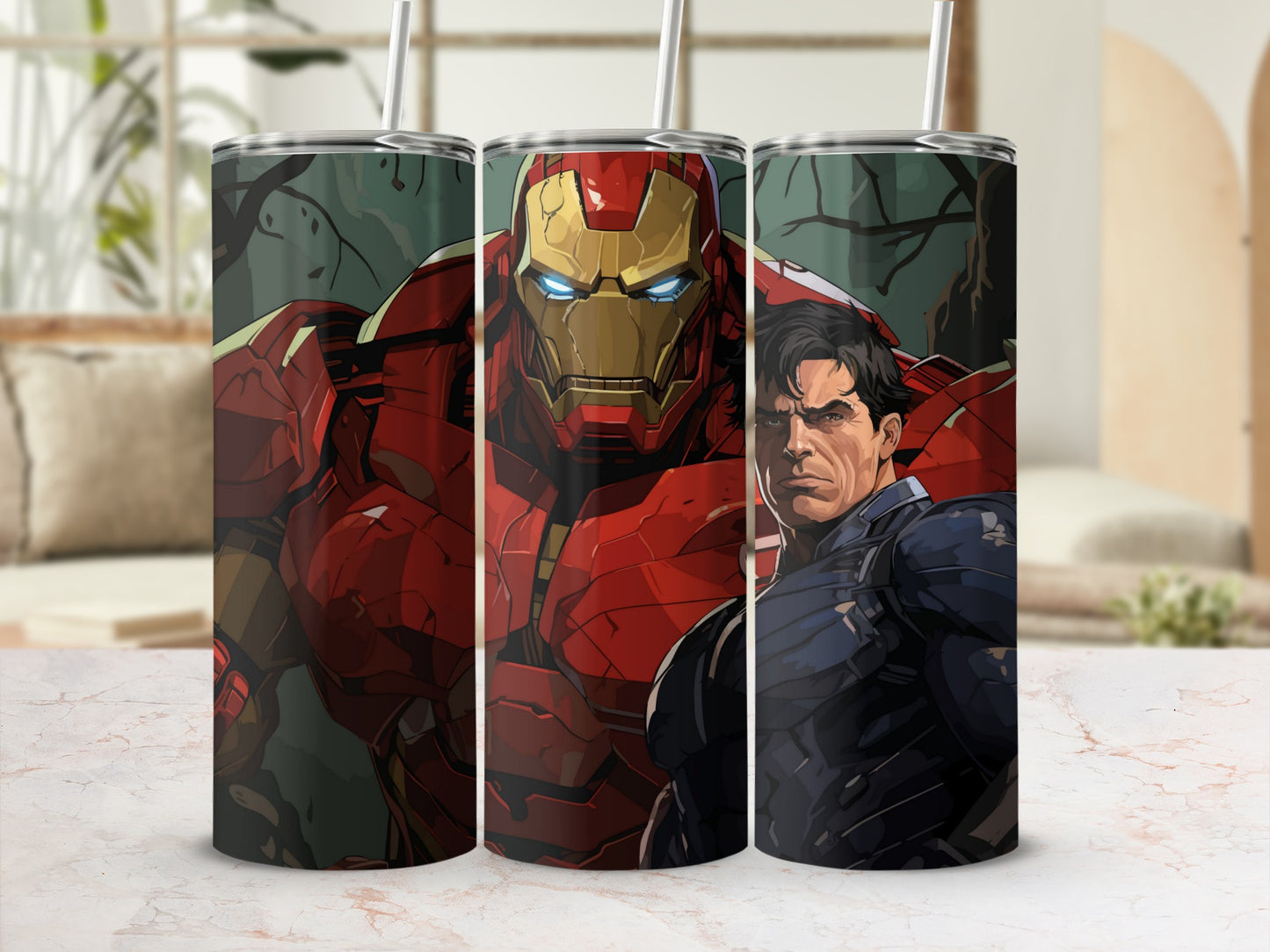 Superhero Themed Tumbler with Iconic Characters Drinkware
