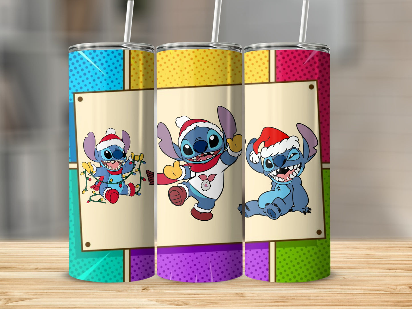 Colorful Christmas Stitch Tumblers for Holiday Fun
