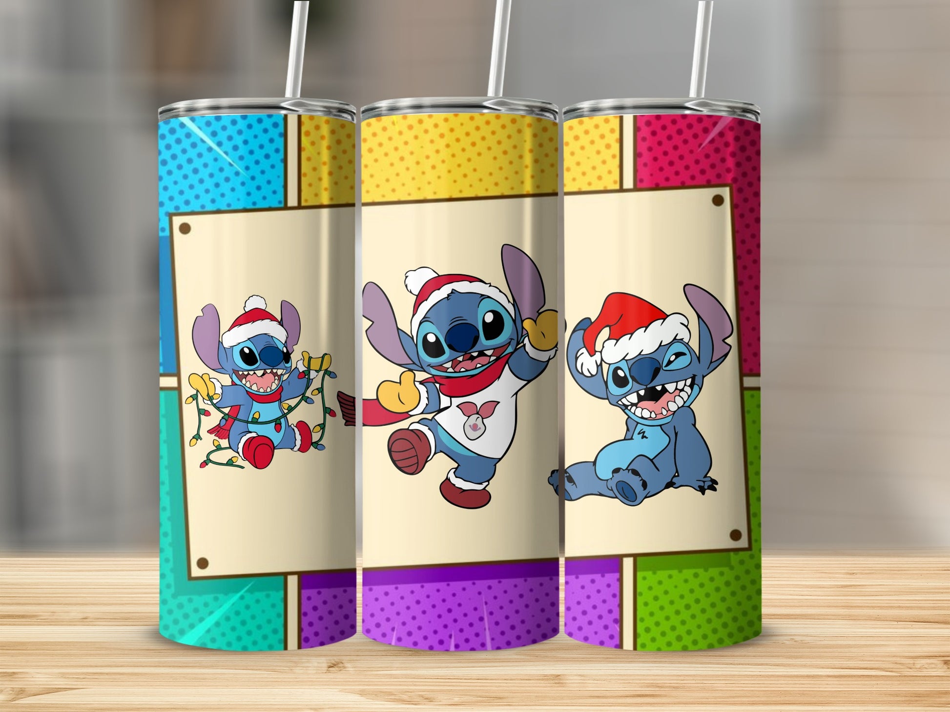Colorful Christmas Stitch Tumblers for Holiday Fun