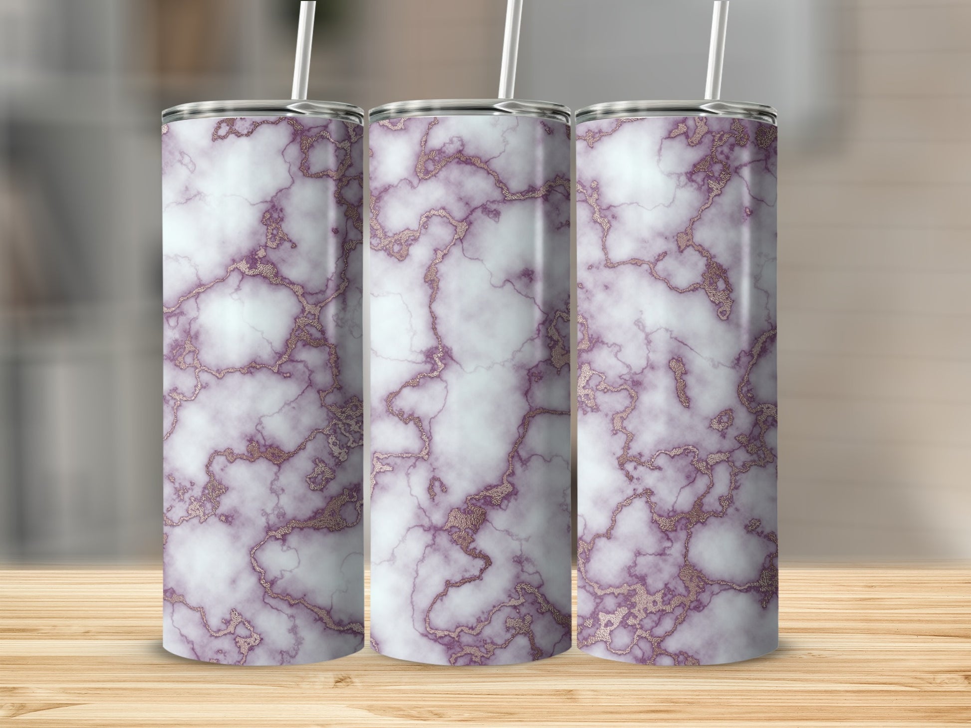 White Purple Gold Vein Marble Pattern Tumbler product type