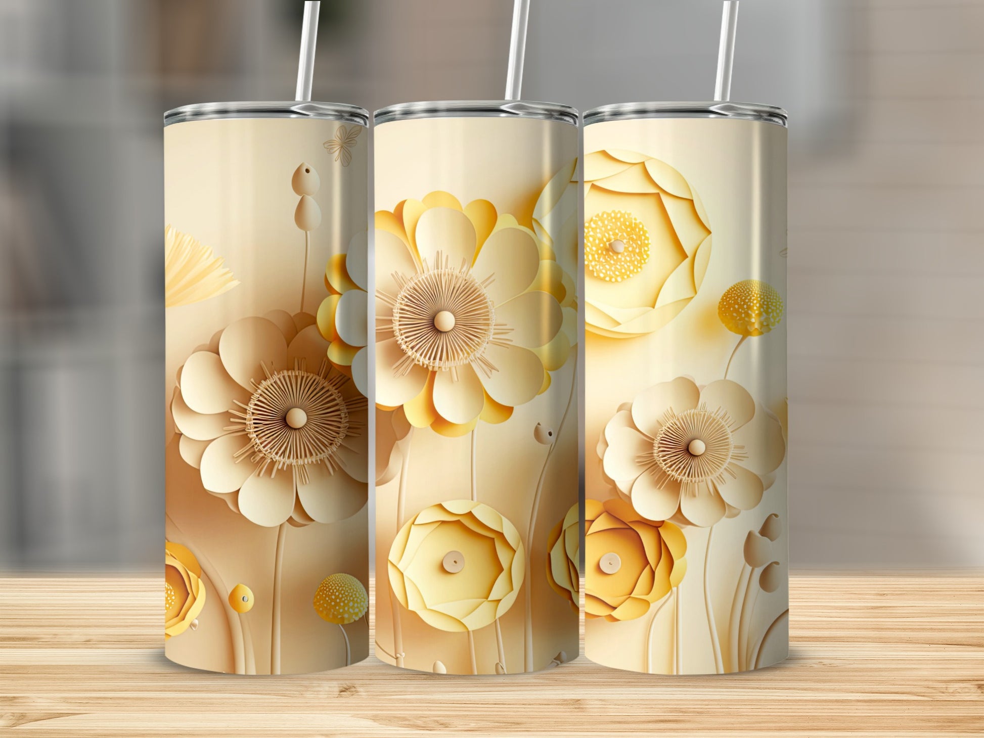 Elegant Floral Pattern Design Tumbler Cup for Sale